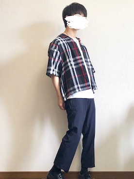 「抜き襟」｜「アイテム（ジャケット/アウター）」を使った、O$A158 相互フさん（メンズ・159cm）の春コーディネート