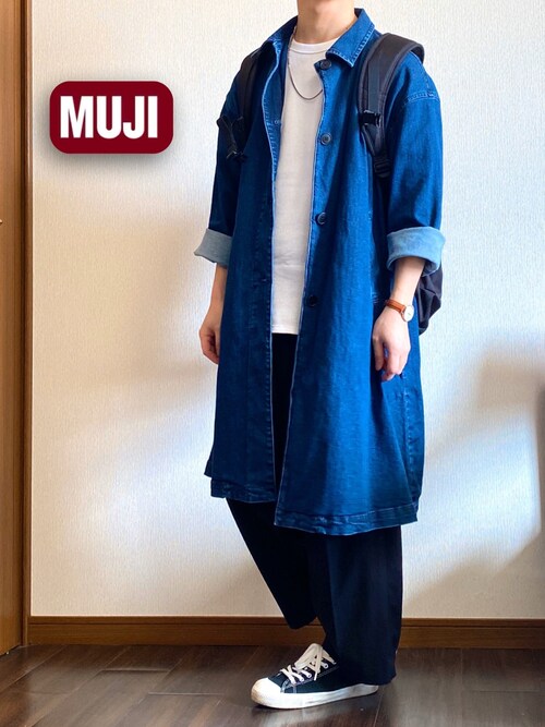 O A159 相互フ 無印良品のステンカラーコートを使ったコーディネート Wear