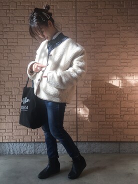 「アイテム（ブルゾン）」を使った、舞桜さん（レディース・149cm・30代）の冬コーディネート