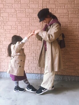 「petit main（プティマイン）のアイテム（トレンチコート）」を使った、舞桜さん（レディース・149cm）の秋コーディネート