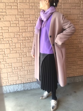 「アシンメトリー」｜「アイテム（その他アウター）」を使った、舞桜さん（レディース・149cm）の冬コーディネート