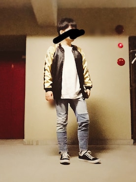 「キャンバスシューズ」｜「アイテム（ブルゾン）」を使った、俊輔さん（メンズ・167cm）の春コーディネート