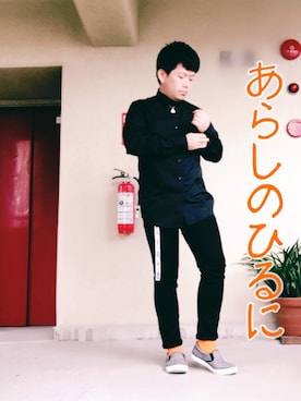 「グレンチェック」｜「アイテム（スリッポン）」を使った、俊輔さん（メンズ・167cm）の秋コーディネート