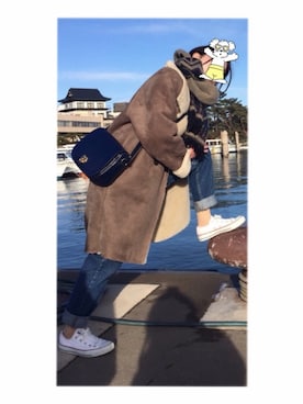 「寒い」｜「アイテム（ムートンコート）」を使った、129さん（レディース・154cm）の冬コーディネート