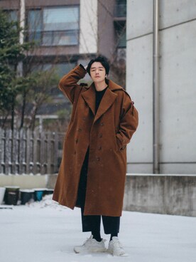 「korean」｜「アイテム（チェスターコート）」を使った、jc jungさん（メンズ・177cm）の冬コーディネート