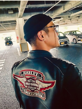 「Harley-Davidson（ハーレーダビッドソン）のアイテム（ジャケット/アウター）」を使った、暴舞丸さん（メンズ・170cm）の冬コーディネート