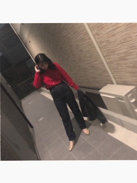 「one way（ワンウェイ）のアイテム（ライダースジャケット）」を使った、MAYUさん（レディース・160cm）の冬コーディネート