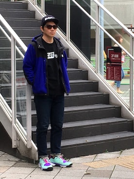 「F.C.R.B.（エフシーアールビー）のアイテム（帽子）」を使った、Isamu  Moritakeさん（メンズ・175cm）の秋コーディネート
