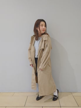 「AVIREX（アヴィレックス）のアイテム（トレンチコート）」を使った、sakiさん（レディース・147cm）の冬コーディネート