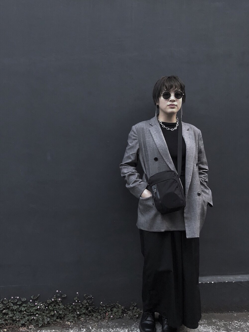 「mode、bunka、春コーデ」｜「WEGOのWEGO/ハイネックテレコノースリーブTシャツ（タンクトップ、ブラック系）」を使った、kahoさん（レディース・158cm）の春コーディネートの1枚目の写真
