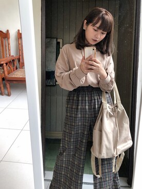 「Green　Parks（グリーンパークス）の裏毛ボリュームパーカー＊（パーカー）」を使った、wanさん（レディース・157cm）の秋コーディネート