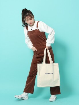 「Me%」｜「アイテム（トートバッグ）」を使った、Me%さん（レディース・161cm）の冬コーディネート