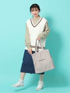 「Me%」｜「アイテム（トートバッグ）」を使った、Me%さん（レディース・161cm）の冬コーディネート