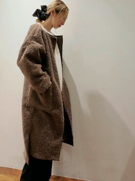 「ハイトーンカラー」｜「アイテム（その他アウター）」を使った、nagashimaさん（レディース・160cm）の冬コーディネート