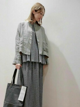 「ブルーコーデ」｜「アイテム（ノーカラージャケット）」を使った、nagashimaさん（レディース・160cm）の春コーディネート