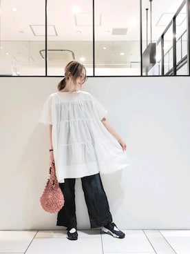 「PUAL CE CIN（ピュアルセシン）の【odds】SPIKY　BAG／バッグ（エコバッグ/サブバッグ）」を使った、nagashimaさん（レディース・160cm）の春コーディネート