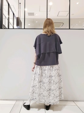 「小花柄ワンピース」｜「アイテム（バレエシューズ）」を使った、nagashimaさん（レディース・160cm）の夏コーディネート