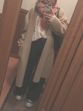 「H&M（エイチ・アンド・エム）のアイテム（ニット/セーター、ホワイト系）」を使った、  tim ⁑ さん（レディース・150cm）の冬コーディネート