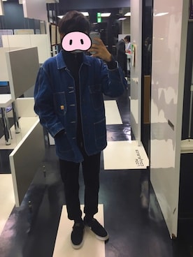 「モードストリート」｜「アイテム（カバーオール）」を使った、まさやさん（メンズ・177cm）の冬コーディネート