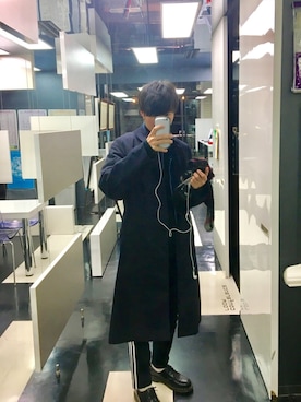 「アイテム（ステンカラーコート）」を使った、まさやさん（メンズ・177cm・10代）の冬コーディネート