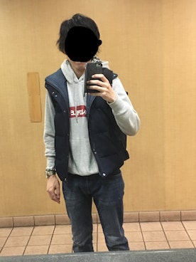 「アイテム（ダウンベスト、その他）」を使った、てんちょうさん（メンズ・175cm）の春コーディネート