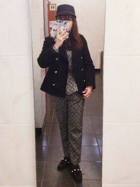 「rienda（リエンダ）のアイテム（キャップ）」を使った、えりーあんとわねっとさん（レディース・155cm）の冬コーディネート