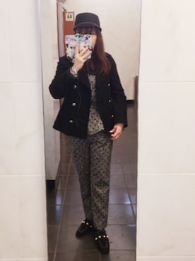 「rienda（リエンダ）のアイテム（キャップ）」を使った、えりーあんとわねっとさん（レディース・155cm）の冬コーディネート