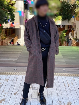 「大阪」｜「アイテム（ステンカラーコート）」を使った、kimutinootakebi77さん（メンズ・177cm）の冬コーディネート