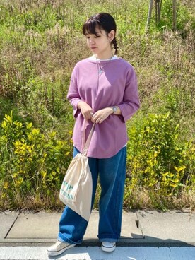 「USAコットン」｜「アイテム（スリッポン）」を使った、coen かみちゃんさん（レディース・152cm）の春コーディネート