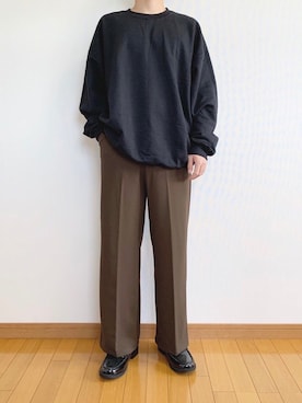 「GU（ジーユー）のLサイズ（ニット/セーター、ブラック系）」を使った、かぺじゅんさん（メンズ・165cm）の秋コーディネート