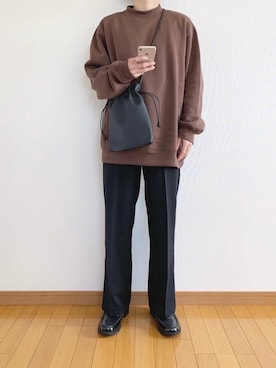 「GU（ジーユー）のアイテム（スウェット、ブラウン系）」を使った、かぺじゅんさん（メンズ・165cm）の秋コーディネート