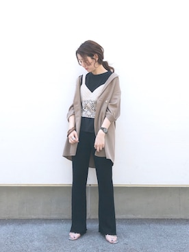 「クリアサンダル」｜「アイテム（その他アウター）」を使った、くりためいさん（レディース・160cm）の春コーディネート