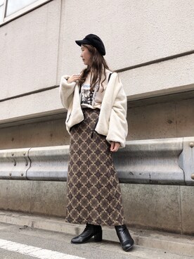 「Kastane（カスタネ）のリバーシブルボアブルゾン（ブルゾン）」を使った、くりためいさん（レディース・160cm）の冬コーディネート