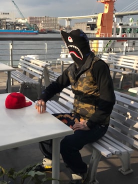 「アイテム（ダウンベスト、その他）」を使った、よしそんさん（メンズ・181cm）の冬コーディネート