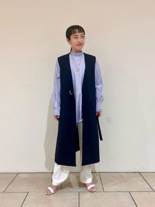 ユナイテッドアローズ　UWSC スタンドフリル ブラウス 21SS† UNITED ARROWS - ユナイテッドアローズ UWSC スタンドフリル ブラウス