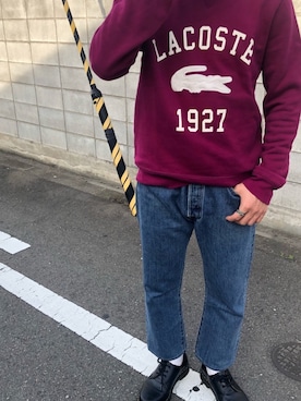 「LACOSTE」｜「アイテム（ブーツ）」を使った、taketoさん（メンズ・168cm）の春コーディネート
