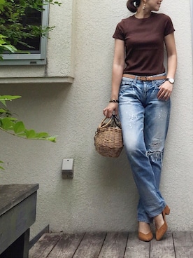 「UNIQLO Tシャツ」｜「アイテム（腕時計）」を使った、Chieさん（レディース・165cm）の夏コーディネート
