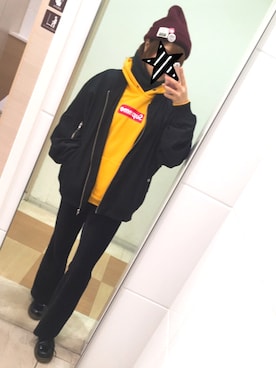 「PUNYUS（プニュズ）のアイテム（MA-1）」を使った、Ｃ＊さん（レディース・161cm）の秋コーディネート