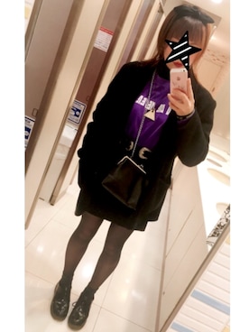「パープル×黒」｜「アイテム（ファッション雑貨）」を使った、Ｃ＊さん（レディース・161cm）の冬コーディネート