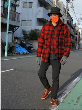 「FILSON（フィルソン）のアイテム（その他アウター）」を使った、sshmさん（メンズ・176cm）の冬コーディネート