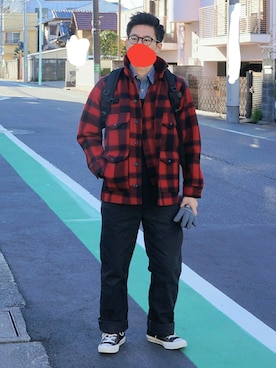 「FILSON（フィルソン）のアイテム（その他アウター）」を使った、sshmさん（メンズ・176cm）の冬コーディネート