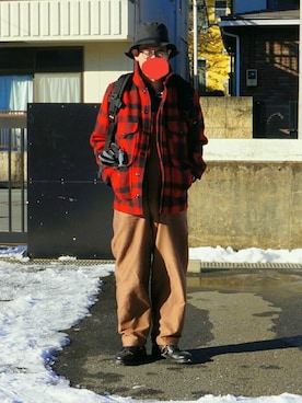 「FILSON（フィルソン）のアイテム（その他アウター）」を使った、sshmさん（メンズ・176cm）の冬コーディネート