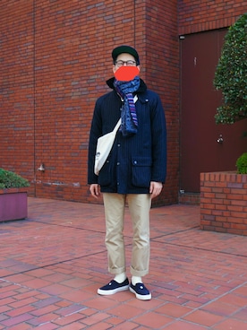 「EDIFICE（エディフィス）のアイテム（ブルゾン）」を使った、sshmさん（メンズ・176cm）の冬コーディネート