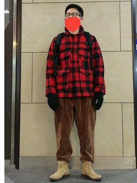 「FILSON（フィルソン）のアイテム（その他アウター）」を使った、sshmさん（メンズ・176cm）の冬コーディネート