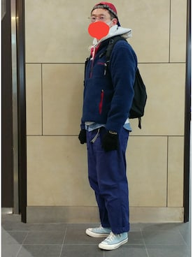 「パイル」｜「アイテム（ナイロンジャケット）」を使った、sshmさん（メンズ・176cm）の冬コーディネート