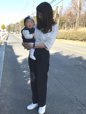 「Adam et Rope A・E・R（アダムエロペ）のアイテム（スラックス）」を使った、まこさん（レディース・168cm）の春コーディネート
