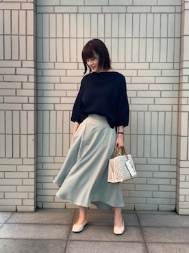 「お呼ばれ」｜「アイテム（バレエシューズ）」を使った、エールデルクールブラン天神地下街店スタッフさん（レディース・160cm）の春コーディネート