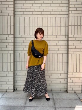 「お呼ばれ」｜「アイテム（Tシャツ/カットソー）」を使った、エールデルクールブラン天神地下街店スタッフさん（レディース・161cm）の秋コーディネート