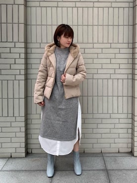 「Perle Peche（ペルルペッシュ）のアイテム」を使った、エールデルクールブラン天神地下街店スタッフさん（レディース・161cm）の冬コーディネート