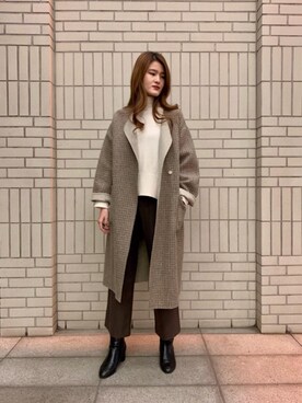 「ヘアアレンジ」｜「アイテム（その他アウター）」を使った、エールデルクールブラン天神地下街店スタッフさん（レディース・169cm）の冬コーディネート